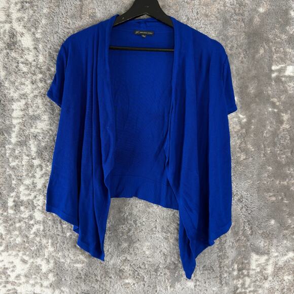 Adrianna Papell Size L Open Front Cardigan Sweater Blue Short Sleeve Casual - Picture 1 of 10